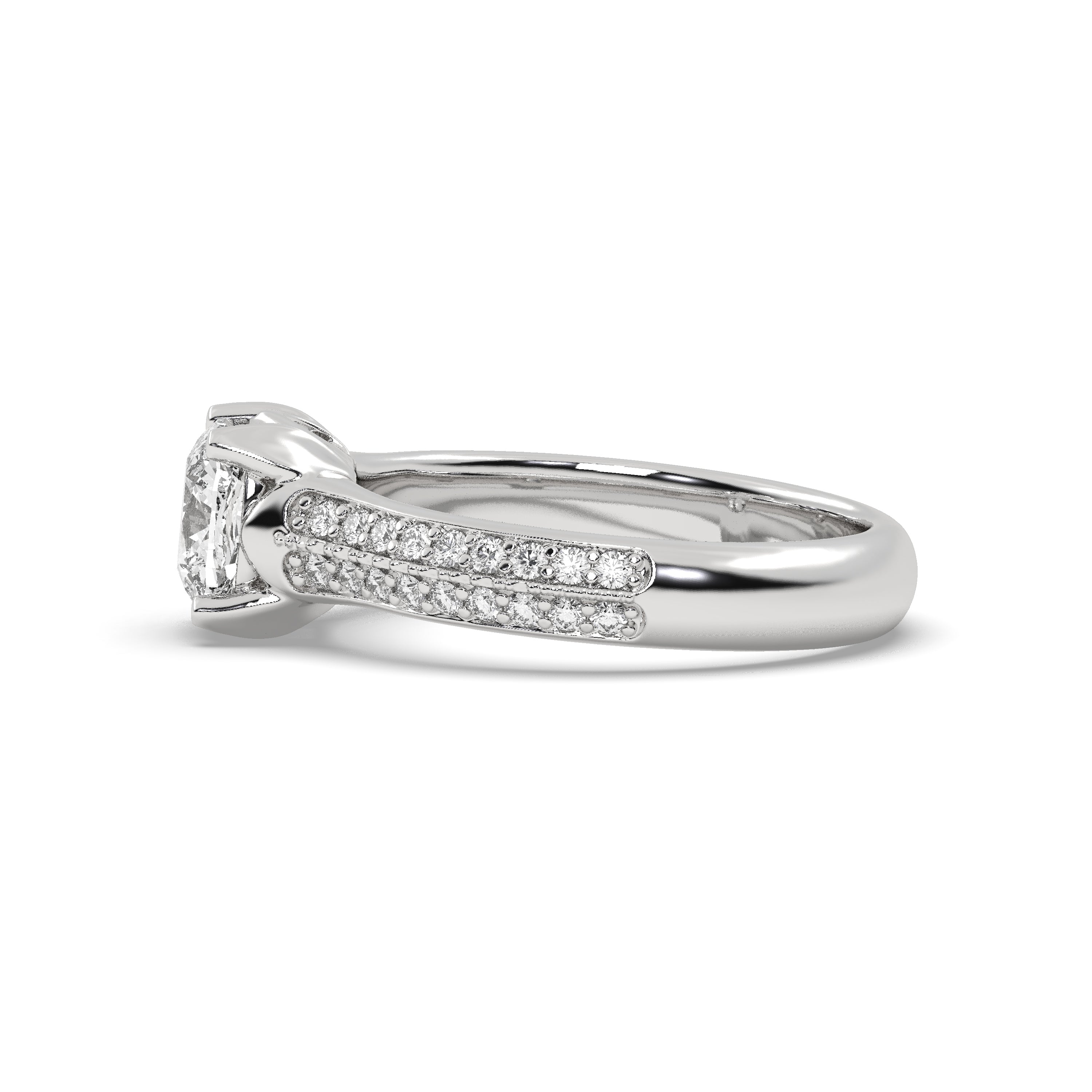 White Gold Studded 1.86 Carat Lab Grown Diamond Ring-E Color VS1 Clarity.
